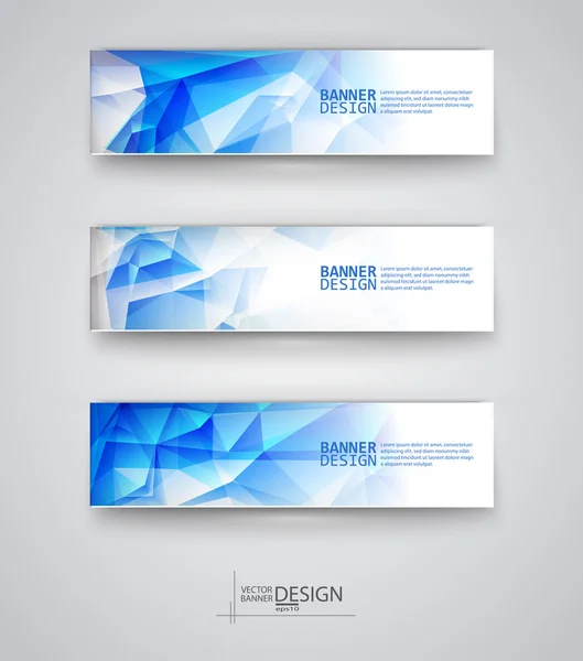 Conjunto de Banners com Multicolorido Mosaico Poligonal Fundos — Vetor de Stock