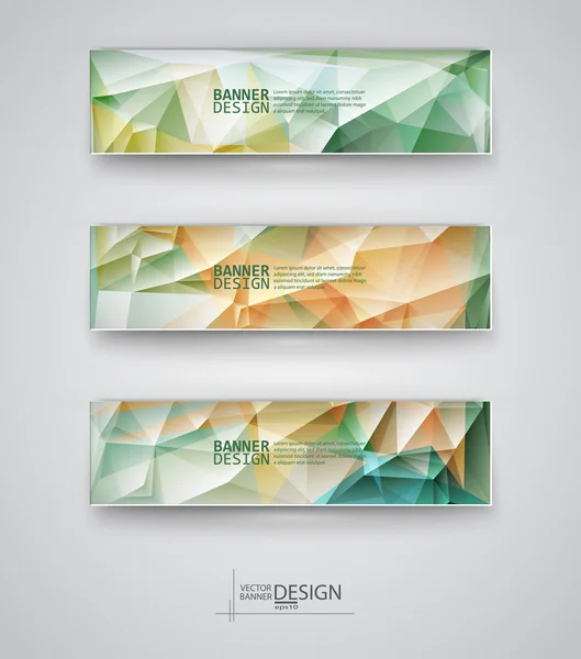 Conjunto de Banners com Multicolorido Mosaico Poligonal Fundos — Vetor de Stock