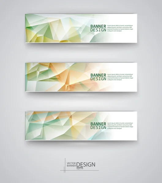 Set de Banners con Mosaico Poligonal Multicolor — Archivo Imágenes Vectoriales