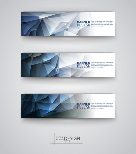 Набор баннеров с многоцветным многоугольным фоном мозаики
