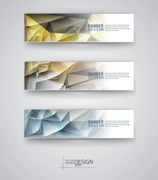 Set de Banners con Mosaico Poligonal Multicolor — Archivo Imágenes Vectoriales