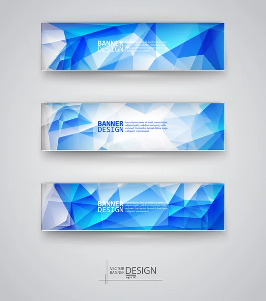 Set de Banners con Mosaico Poligonal Multicolor — Vector de stock