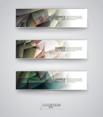 çok renkli poligonal mozaik arka planlar ile afiş kümesi