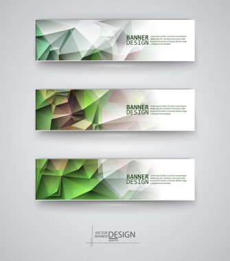 çok renkli poligonal mozaik arka planlar ile afiş kümesi