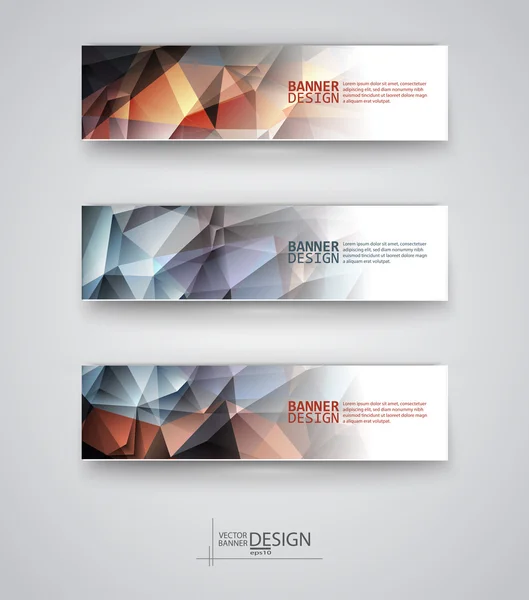 Conjunto de Banners com Multicolorido Mosaico Poligonal Fundos — Vetor de Stock