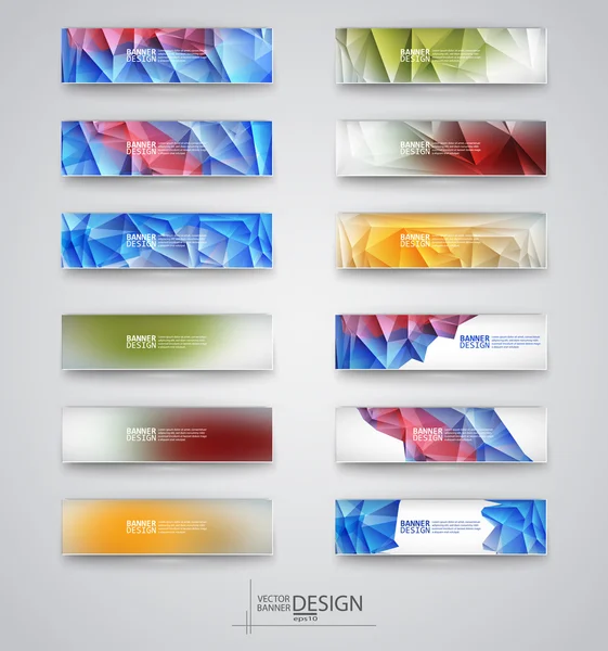Color banners set with polygonal abstract shapes — 图库矢量图片
