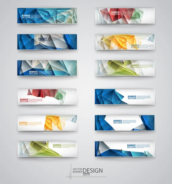 Color banners set with polygonal abstract shapes — ストックベクタ