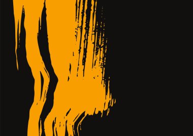 Sumi-e kaligrafi, zen estetiği ve geleneksel Asya sanatından esinlenen, akıcı sarı fırça darbesiyle en az Japon tarzı vektör pankartı..