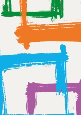 Açık arkaplanda kalın renkler bulunan canlı el boyası çerçeve deseni, soyut vektör afişleri, yaratıcı tasarım ve modern tasarım için ideal.