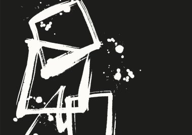 Siyah mürekkep fırçası darbelerine ve ışık arka planına sıçramış elementlere sahip, modern, sanatsal ve kenar tasarım kullanımı için ideal soyut vektör pankartı.