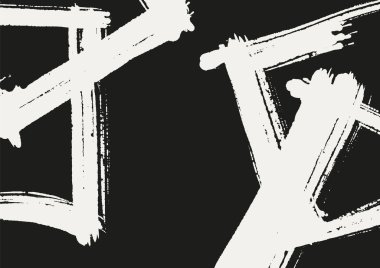 Siyah beyaz vektör fırça darbesi. Soyut Japon tarzı illüstrasyon