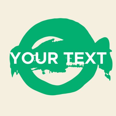Vector Round Shape on White. Green Circle Stamp. Icon, Logo, Banner Design. Round Brush Abstract Stroke .
