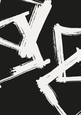 Siyah beyaz vektör fırça darbesi. Soyut Japon tarzı illüstrasyon