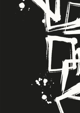 Siyah mürekkep fırçası darbelerine ve ışık arka planına sıçramış elementlere sahip, modern, sanatsal ve kenar tasarım kullanımı için ideal soyut vektör pankartı.