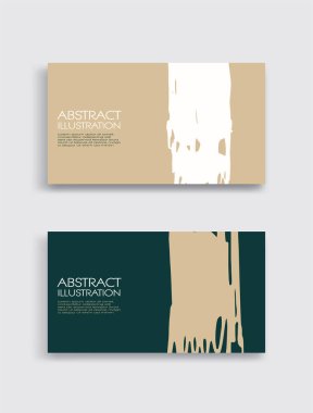 Beyaz arka planda yeşil beyaz kahverengi fırça darbesi kartı. Japon tarzı. Grunge lekelerinin vektör illüstrasyonu