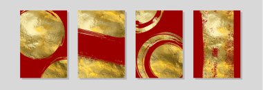 Vektör Altın ve Kırmızı Tasarım Şablonları ayarlandı. Soyut lüks illüstrasyon.