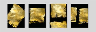 Vektör Siyah ve Altın Tasarım Şablonları ayarlandı. Soyut lüks illüstrasyon.