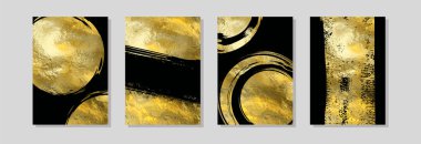 Vektör Siyah ve Altın Tasarım Şablonları ayarlandı. Soyut lüks illüstrasyon.