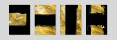 Vektör Siyah ve Altın Tasarım Şablonları ayarlandı. Soyut lüks illüstrasyon.