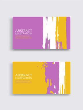 Beyaz arka planda pembe, beyaz, sarı, fırça darbesi. Japon tarzı. Grunge lekelerinin vektör illüstrasyonu