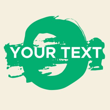 Vector Round Shape on White. Green Circle Stamp. Icon, Logo, Banner Design. Round Brush Abstract Stroke .