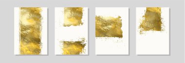 Vektör Beyaz ve Altın Tasarım Şablonları ayarlandı. Soyut lüks illüstrasyon.