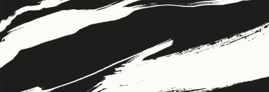 Siyah zemin üzerinde kalın beyaz mürekkep fırça darbeleri dışavurumcu soyut sanat yaratıyor, modern tasarım için ideal, minimal görsel ve sanatsal kavramlar.