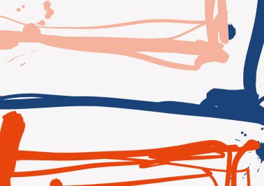 Yaratıcı sanatsal tasarım projeleri için koyu mavi ve kırmızı boya darbeleriyle modern vektör çizimi ve ışık arkaplanı üzerine sıçramalar.