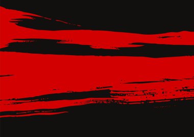 Sumi-e kaligrafi, zen estetiği ve geleneksel Asya sanatından esinlenen, akıcı kırmızı fırça darbesiyle en az Japon tarzı vektör pankartı.