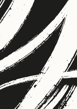 Siyah zemin üzerinde kalın beyaz mürekkep fırça darbeleri dışavurumcu soyut sanat yaratıyor, modern tasarım için ideal, minimal görsel ve sanatsal kavramlar.