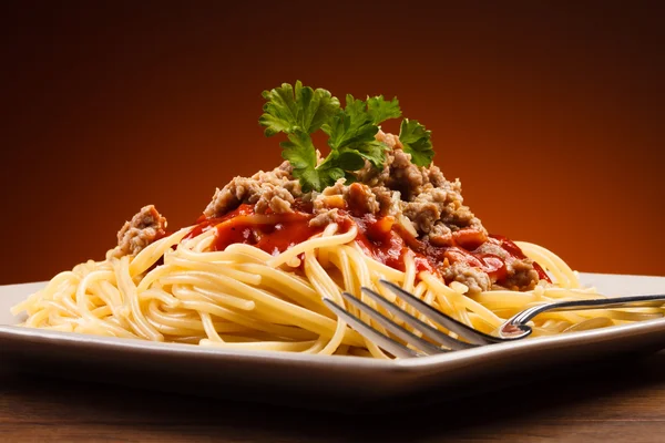 Pasta med kött, tomatsås — Stockfoto