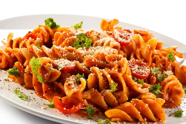 Pasta met vlees, tomaten saus — Stockfoto