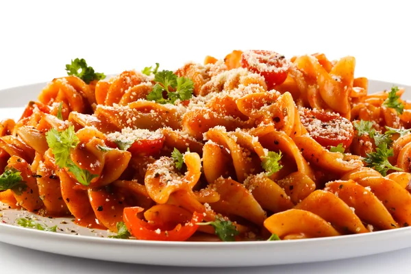 Pasta con carne, salsa de tomate — Foto de Stock