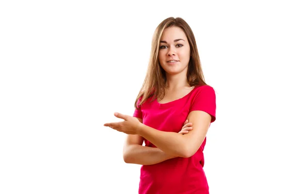 Girl presenting — Stock Photo, Image