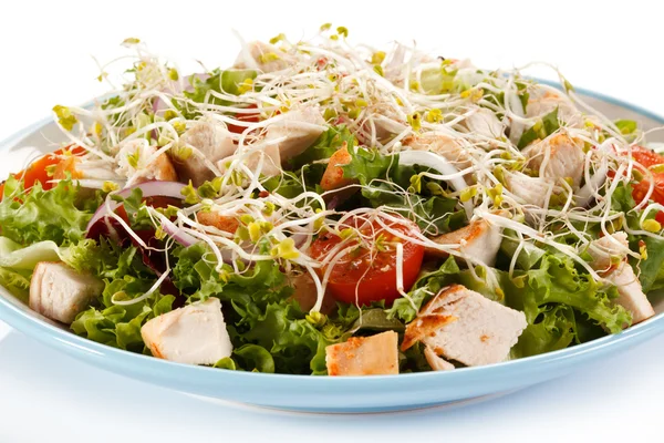 Vegetable salad with roasted chicken meat — Stock Photo, Image