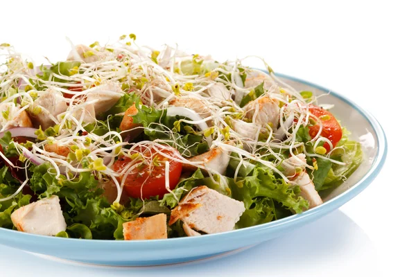 Vegetable salad with roasted chicken meat — Stock Photo, Image