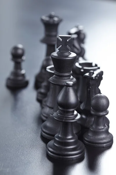 Figuras negras de ajedrez — Foto de Stock