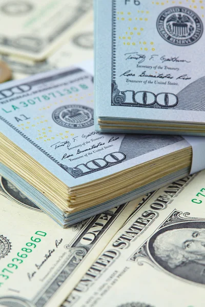 Close-up stacks of dollars — Stock Photo, Image