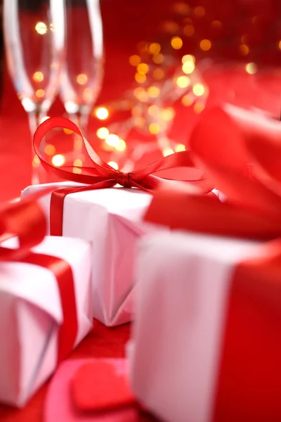 Festive gift boxes — Stockfoto