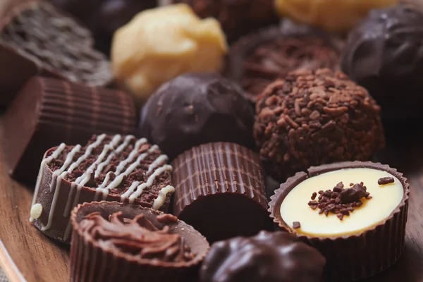 Różne cukierki czekoladowe — Zdjęcie stockowe