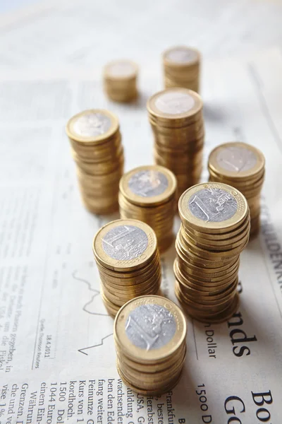 Stacks of euro coins — Stock Photo, Image