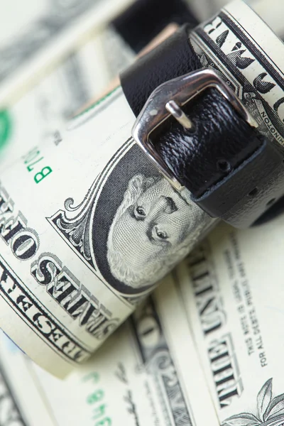 Belted role of dollars — Stock Photo, Image