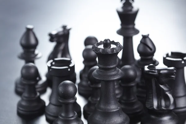 黒いチェスの駒のセット — ストック写真