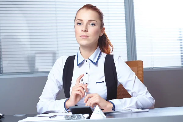 Young businesswoman workplace — Stock Photo, Image