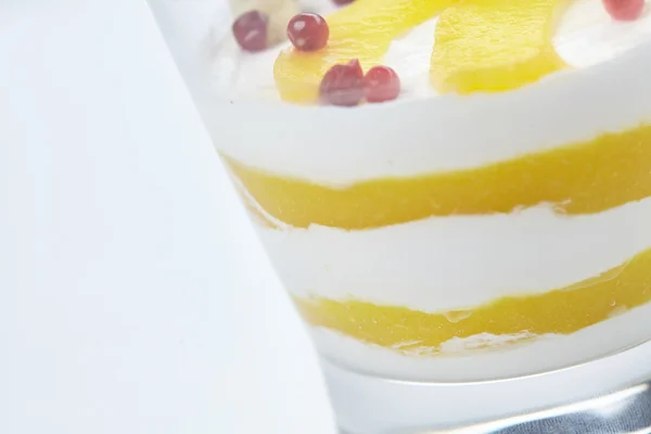 Dessert with fruits in glass — Stock Photo, Image