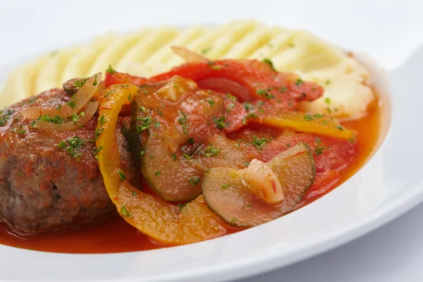 Potato with meat on plate — Stock Photo, Image
