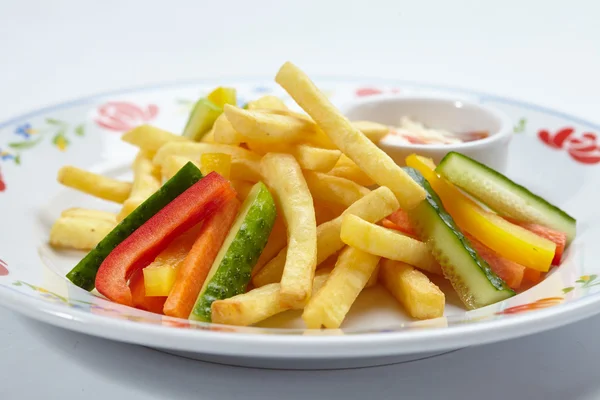 French fries with sauce — Stock Photo, Image