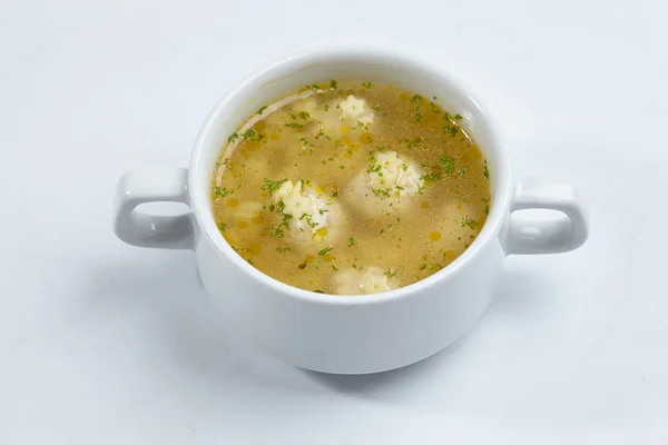 Soup with meatballs in bowl — Stock Image Soup with meatballs in bowl Royalty Free Stock Photos