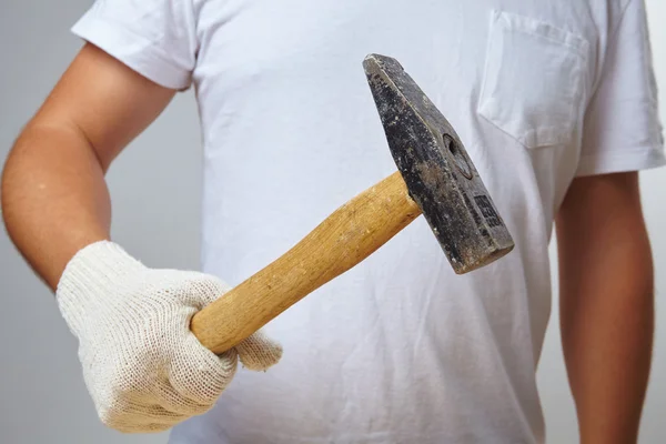 Man work with hammer — Stock Photo, Image