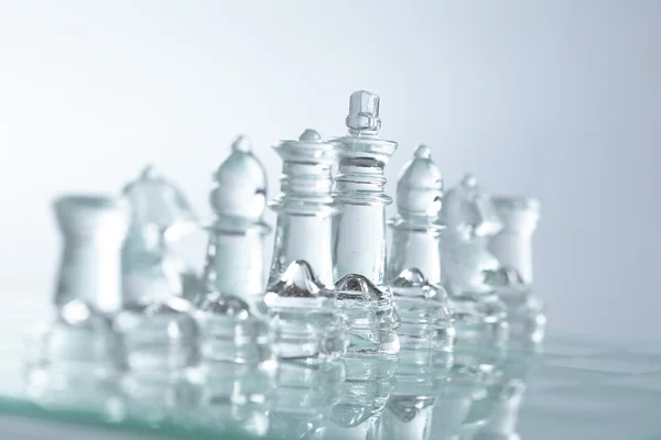White glass chess — Stock Photo, Image